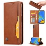 Auto-absorbed Classic PU Leather Cell Phone Case for Samsung Galaxy A70 – Brown