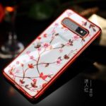 SULADA Electroplating Rhinestone Decoration Patterned PC Phone Case for Samsung Galaxy S10 – Red