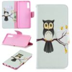 For Samsung Galaxy A70 Pattern Printing Leather Stand Wallet Case – Owl on the Branch