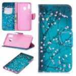 Pattern Printing PU Leather Flip Cover for Samsung Galaxy A20 / A30 – Tree with Flowers