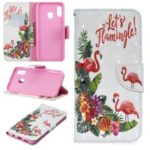 For Samsung Galaxy A30/A20 Pattern Printing PU Leather Wallet Cell Phone Cover – Flamingo