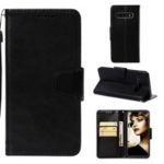 Retro Style PU Leather Magnetic Wallet Stand Cover for Samsung Galaxy S10 – Black