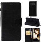 Retro Style PU Leather Magnetic Wallet Stand Cover for Samsung Galaxy S10 Plus – Black