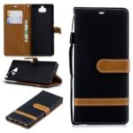 For Sony Xperia 10 Assorted Color Jeans Cloth Wallet Stand Leather Mobile Case – Black