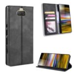 Vintage Style PU Leather Wallet Mobile Phone Cover for Sony Xperia 10 Plus – Black