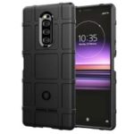 Rugged Square Grid Texture Anti-shock TPU Phone Cover for Sony Xperia 1 – Black