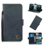Retro Style Wallet Stand PU Leather Cell Phone Cover for Sony Xperia 10 – Dark Blue