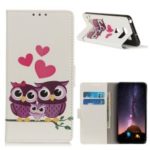 Pattern Printing Leather Wallet Case for LG V50 ThinQ 5G – Owls and Hearts