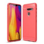 Carbon Fibre Brushed TPU Shell Case for LG G8 ThinQ – Red