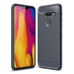 Carbon Fibre Brushed TPU Shell Case for LG G8 ThinQ – Dark Blue