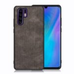 Jeans Cloth Texture PU Leather + TPU Mobile Phone Case for Huawei P30 Pro – Black