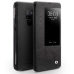 QIALINO Litchi Texture Smart View Genuine Leather Case for Huawei Mate 20 – Black