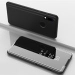 View Window Plated Mirror Surface Leather Stand Case for Huawei P Smart (2019) – Black