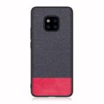 Cloth Texture PU Leather TPU Phone Casing for Huawei Mate 20 Pro – Dark Blue / Red