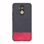 Cloth Texture PU Leather TPU Protection Mobile Phone Shell for Huawei Mate 20 Lite – Dark Blue / Red