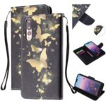 Pattern Printing Leather Wallet Case for Huawei P20 Pro – Gold Butterfly