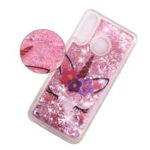 Embossed Pattern Glitter Powder Quicksand TPU Phone Shell for Huawei P30 Lite – Unicorn with Flower