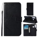 Imprint Butterfly Flower Leather Wallet Case for Huawei P30 Lite – Black