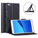 WY-1595A Carbon Fiber Texture PU Leather Stand Casing for Huawei Honor WaterPlay 8 inch D-02K (Japan) – Black