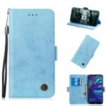 Retro Style PU Leather Magnetic Phone Case for Huawei Y7 Pro (2019) – Baby Blue