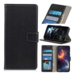 Litchi Grain Leather Cover with Wallet Stand for Huawei Y6 Pro (2019) – Black