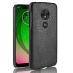 Crocodile Texture PU Leather Coated PC Phone Case for Motorola Moto G7 Play US Version – Black