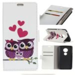 Pattern Printing [Wallet Stand] Leather Phone Case for Motorola Moto G7/G7 Plus – Sweet Owl Family