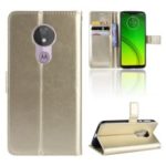 Crazy Horse Wallet Leather Stand Cover for Motorola Moto G7 Power (EU Version) – Gold