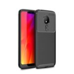 Carbon Fiber Texture TPU Case Shockproof Phone Cover for Motorola Moto G7 Power (EU Version) – Black