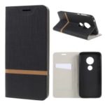 Contrast Color Cross Texture Leather Phone Casing for Motorola Moto G7 Play (EU Version) – Black