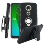 Geometric Pattern TPU PC Hybrid Phone Cover with Kickstand Belt Clip for Motorola Moto G7 – Black