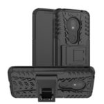 2-in-1 Tyre Pattern PC TPU Hybrid Kickstand Casing for Motorola Moto G7 Play (US Version) – Black