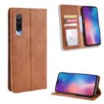 Vintage Style PU Leather Wallet Phone Case for Xiaomi Mi 9 – Brown