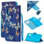 Pattern Printing Leather Wallet Case for Xiaomi Redmi Note 6 Pro – Blue Butterflies