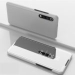 View Window Plated Mirror Surface Leather Stand Case for Xiaomi Mi 9 – Silver