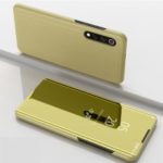 View Window Plated Mirror Surface Leather Stand Case for Xiaomi Mi 9 – Gold