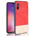 [Bi-color Splicing] PU Leather Coated PC + TPU Hybrid Case for Xiaomi Mi 9 – Red