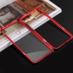 Detachable Magnetic Metal Frame + Tempered Glass Back Protection Cover for Xiaomi Redmi Note 7 / Note 7 Pro (India) – Red