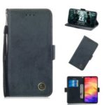 Retro Style Wallet Stand Leather Case for Xiaomi Redmi Note 7/Note 7 Pro (India) – Dark Blue