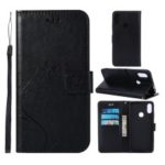 Imprint Butterfly Flower Leather Wallet Case for Xiaomi Redmi Note 7 / Note 7 Pro (India) – Black
