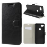 Crazy Horse Leather Phone Shell with Stand Card Holder for Google Pixel 3 XL – Black