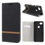 Cross Texture PU Leather Flip Phone Cover with Stand Card Holder for Google Pixel 3 XL – Black
