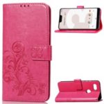 HAT PRINCE Imprinted Clover Leather Stand Wallet Cover for Google Pixel 3 XL – Rose