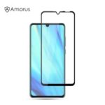 AMORUS Full Glue Silk Printing Tempered Glass Full Screen Protector for Huawei P30