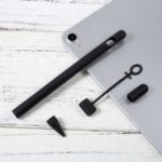 For Apple Pencil Silicone Holder Sleeve Cover with Cap Holder + Nip Cover + Cable Adapter Tether – Black