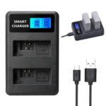 LP-E5 Battery Double-Bay USB Charger with LCD Display for Canon EOS 1000D 450D 500D etc