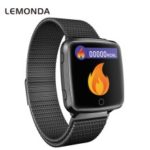 LEMONDA C9 Waterproof Smart Wristband Heart Rate Monitor Sports Bracelet Fitness Tracker Metal Strap – Black