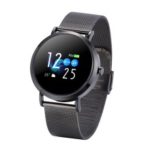 CV08C Color Screen Smart Bracelet with Steel Strap Wristband Pedometer Fitness Tracker – Black