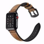 Cowhide Leather + Soft Silicone Watch Strap for Apple Watch Series 4 44mm, Series 3 / 2 / 1 42mm – Brown