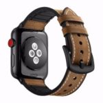 Cowhide Leather + Soft Silicone Watch Strap for Apple Watch Series 4 42mm, Series 3 / 2 / 1 38mm – Brown